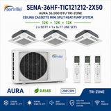Senville AURA 36,000 BTU Tri-Zone Ceiling Cassette Mini Split Heat Pump – 23 SEER2