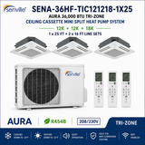 Senville AURA 36,000 BTU Tri-Zone Ceiling Cassette Mini Split Heat Pump – 23 SEER2