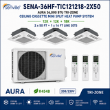 Senville AURA 36,000 BTU Tri-Zone Ceiling Cassette Mini Split Heat Pump – 23 SEER2