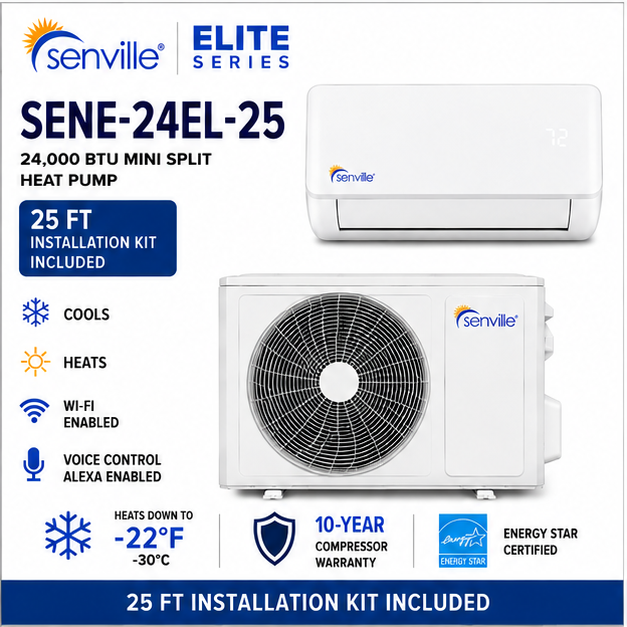 Senville ELITE Series Mini Split Heat Pump | 9K–24K BTU | SENE-EL