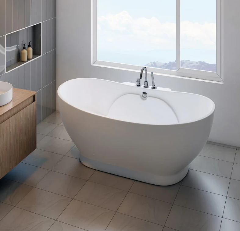 A&E Bath Mila Freestanding Deck Mount Acrylic Bathtub