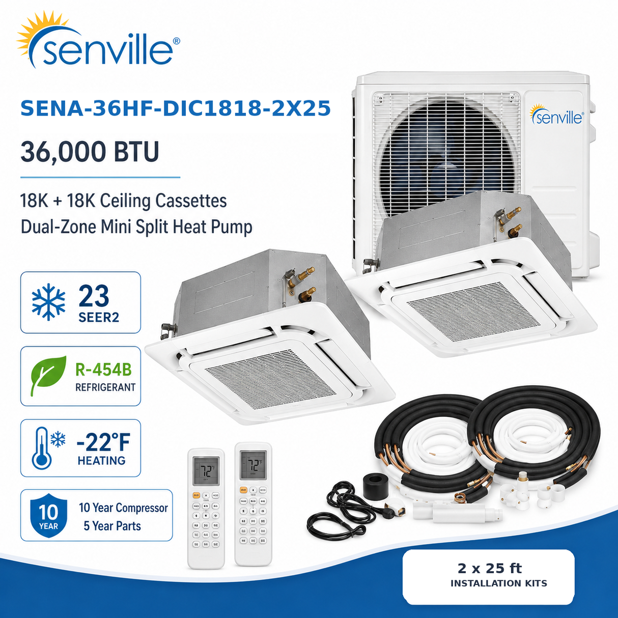 Senville AURA 36,000 BTU dual-zone ceiling cassette