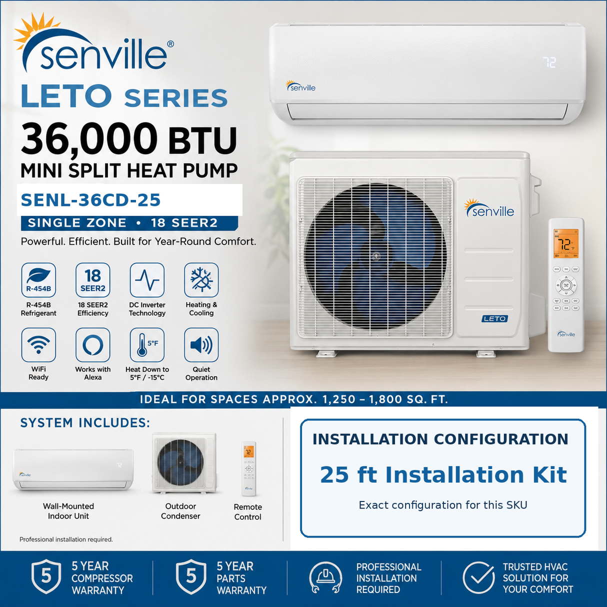 Senville LETO 36,000 BTU Mini Split Heat Pump | SENL-36CD