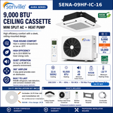 Senville AURA Ceiling Cassette Mini Split Heat Pumps | ENERGY STAR R-454B