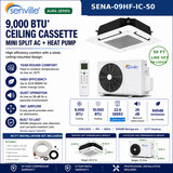 Senville AURA Ceiling Cassette Mini Split Heat Pumps | ENERGY STAR R-454B