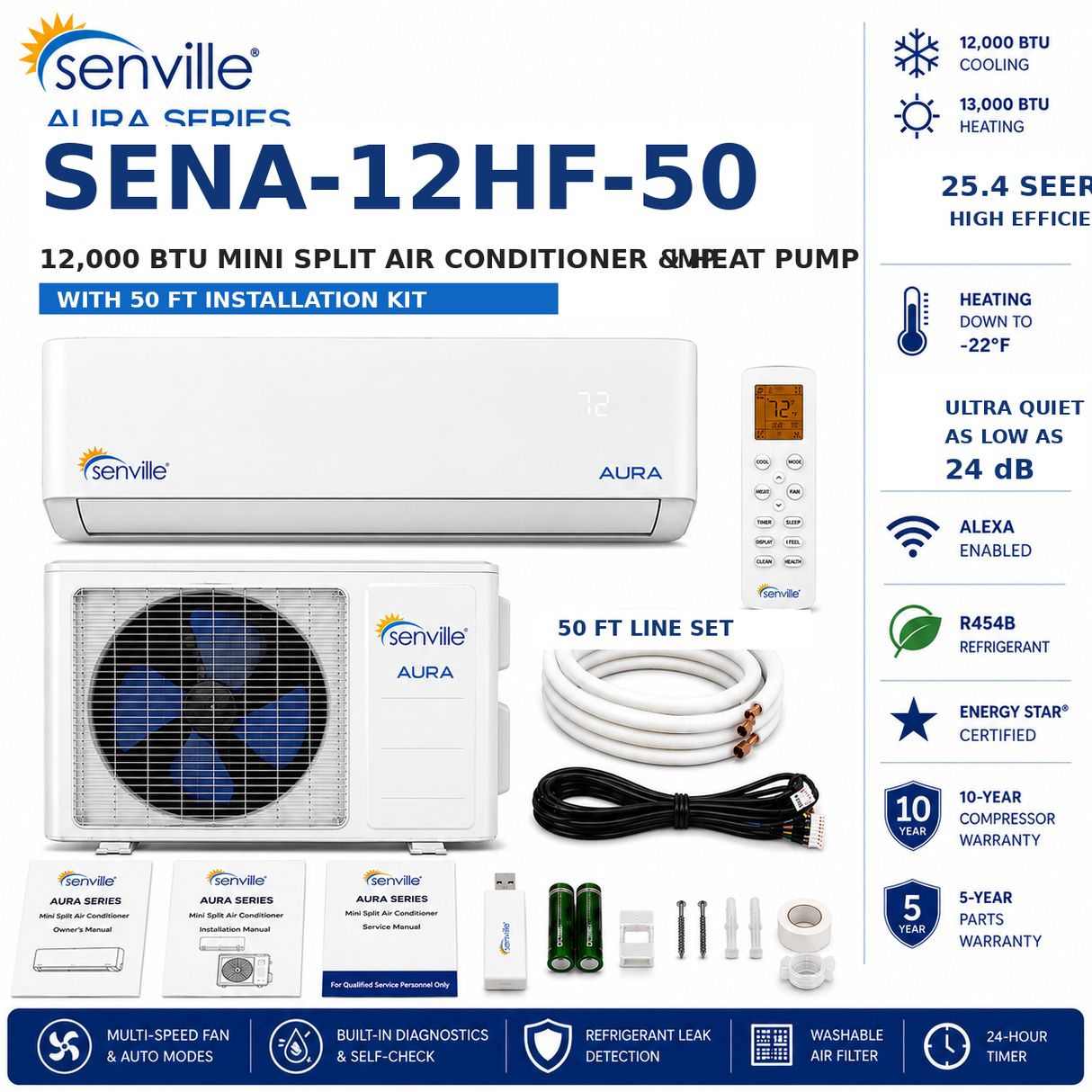 Senville AURA Wall Mounted Mini Split Air Conditioner & Heat Pump Systems