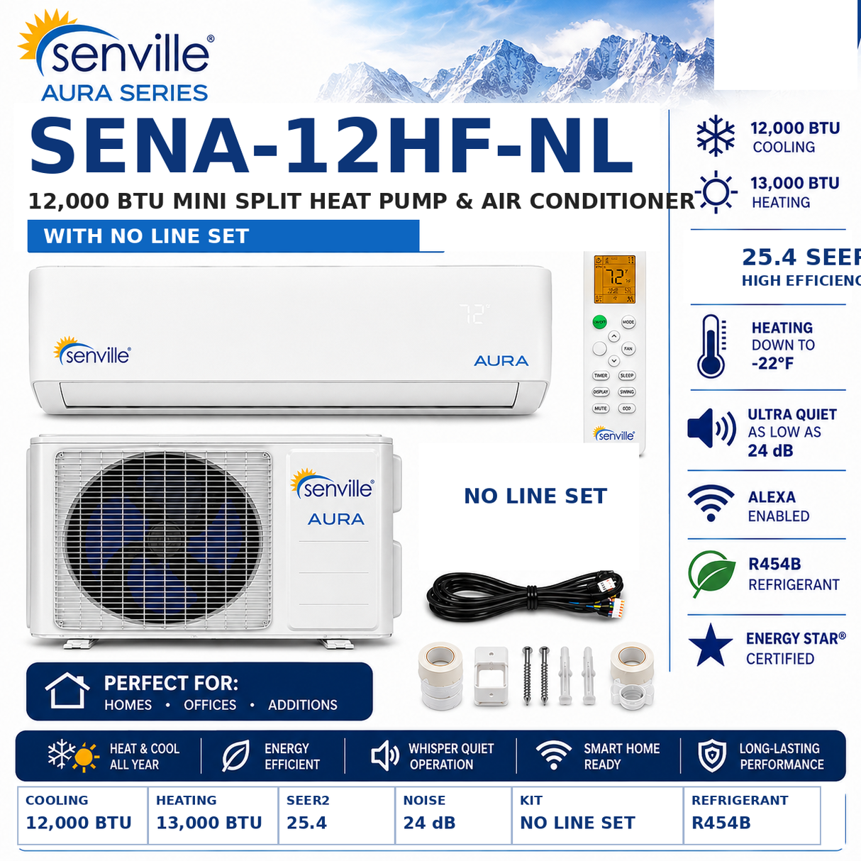 Senville AURA Wall Mounted Mini Split Air Conditioner & Heat Pump Systems