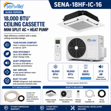 Senville AURA Ceiling Cassette Mini Split Heat Pumps | ENERGY STAR R-454B