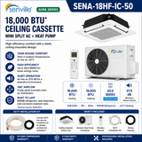 Senville AURA Ceiling Cassette Mini Split Heat Pumps | ENERGY STAR R-454B
