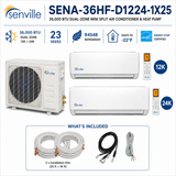 Senville AURA SENA-36HF-D Series 36,000 BTU dual-zone mini split AC Heat Pump