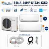Senville AURA SENA-36HF-D Series 36,000 BTU dual-zone mini split AC Heat Pump