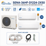Senville AURA SENA-36HF-D Series 36,000 BTU dual-zone mini split AC Heat Pump