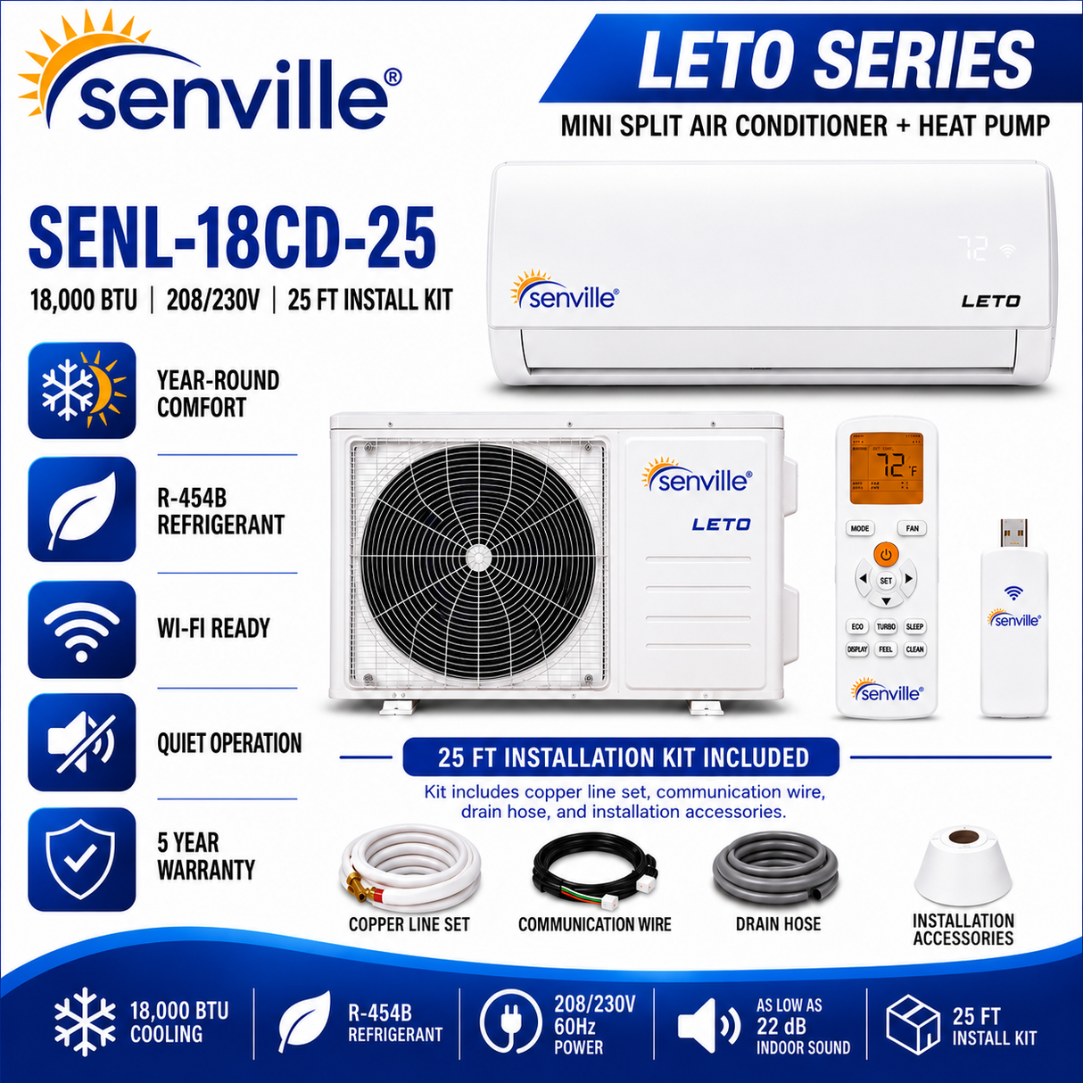 Senville LETO Series Wall‑Mounted Mini Split AC & Heat Pump