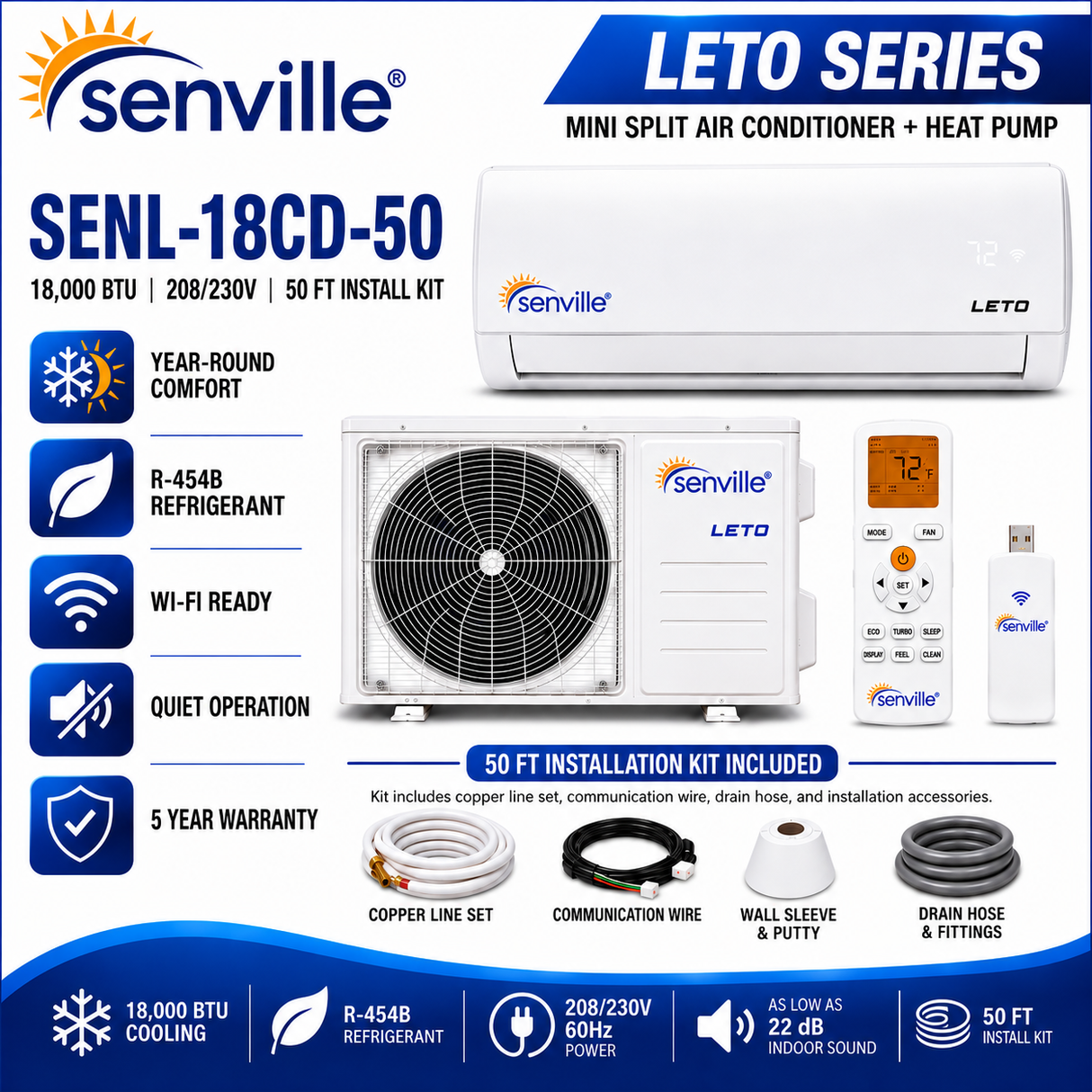 Senville LETO Series Wall‑Mounted Mini Split AC & Heat Pump