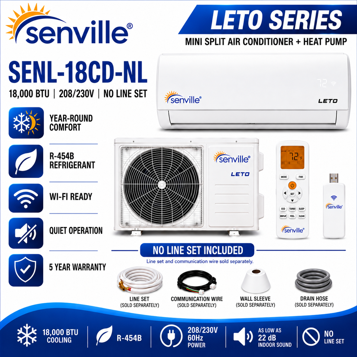 Senville LETO Series Wall‑Mounted Mini Split AC & Heat Pump