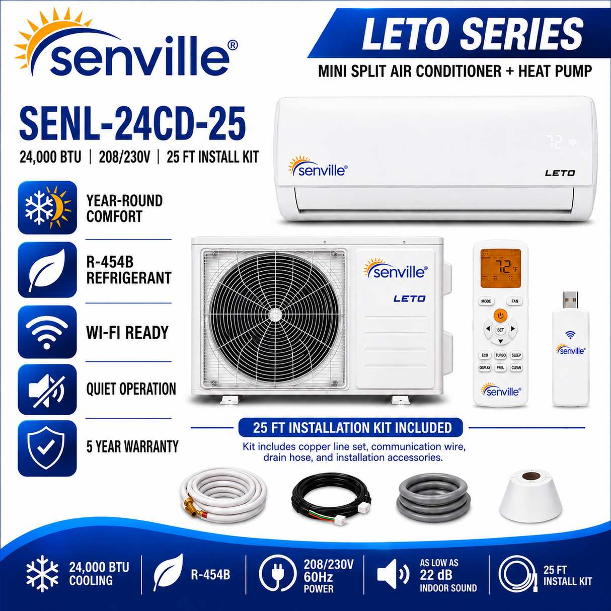Senville LETO Series Wall‑Mounted Mini Split AC & Heat Pump