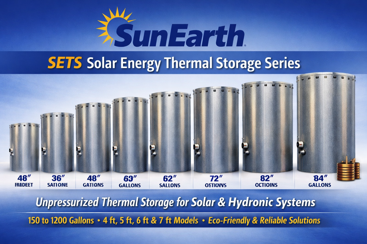 SunEarth 100010 Series  Solar Storage Tanks | 4,5,6,7 ft Tank Heights