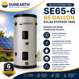 SunEarth SE 65/80/120‑Gallon Solar Storage Tank |6/12 Year Warranty