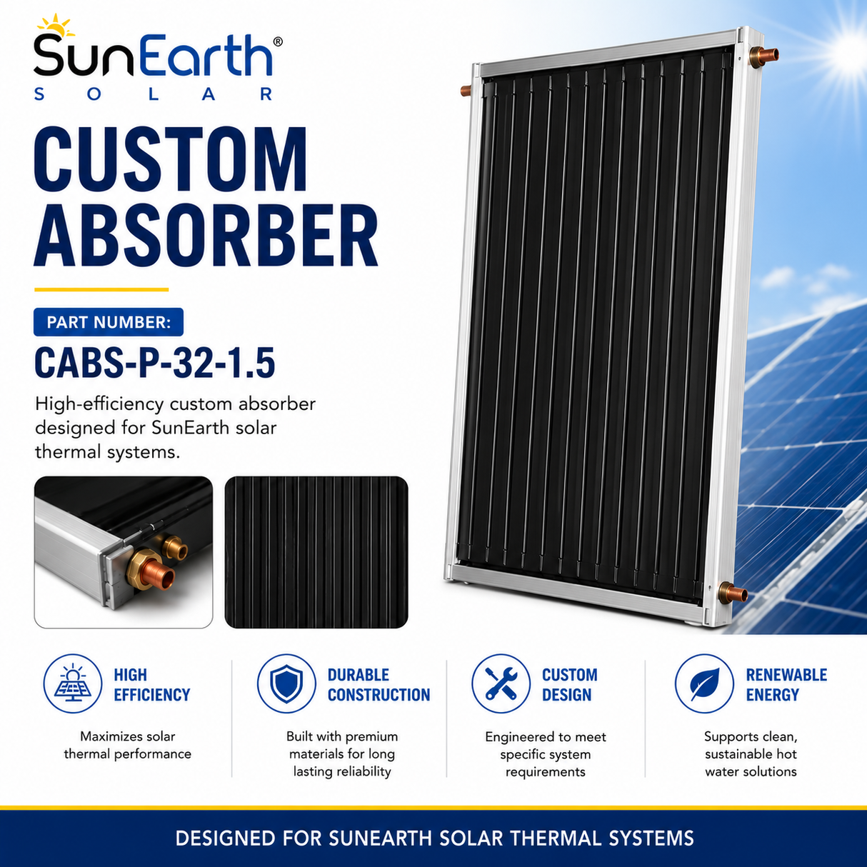 SunEarth Custom Absorber 4x8 Painted Absorber 1 1/2 HDR