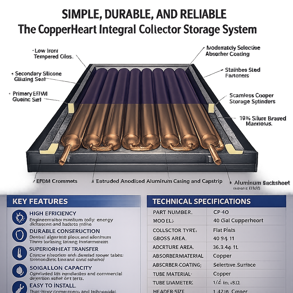 SunEarth Solar Collector 40 Gal Copper Heart