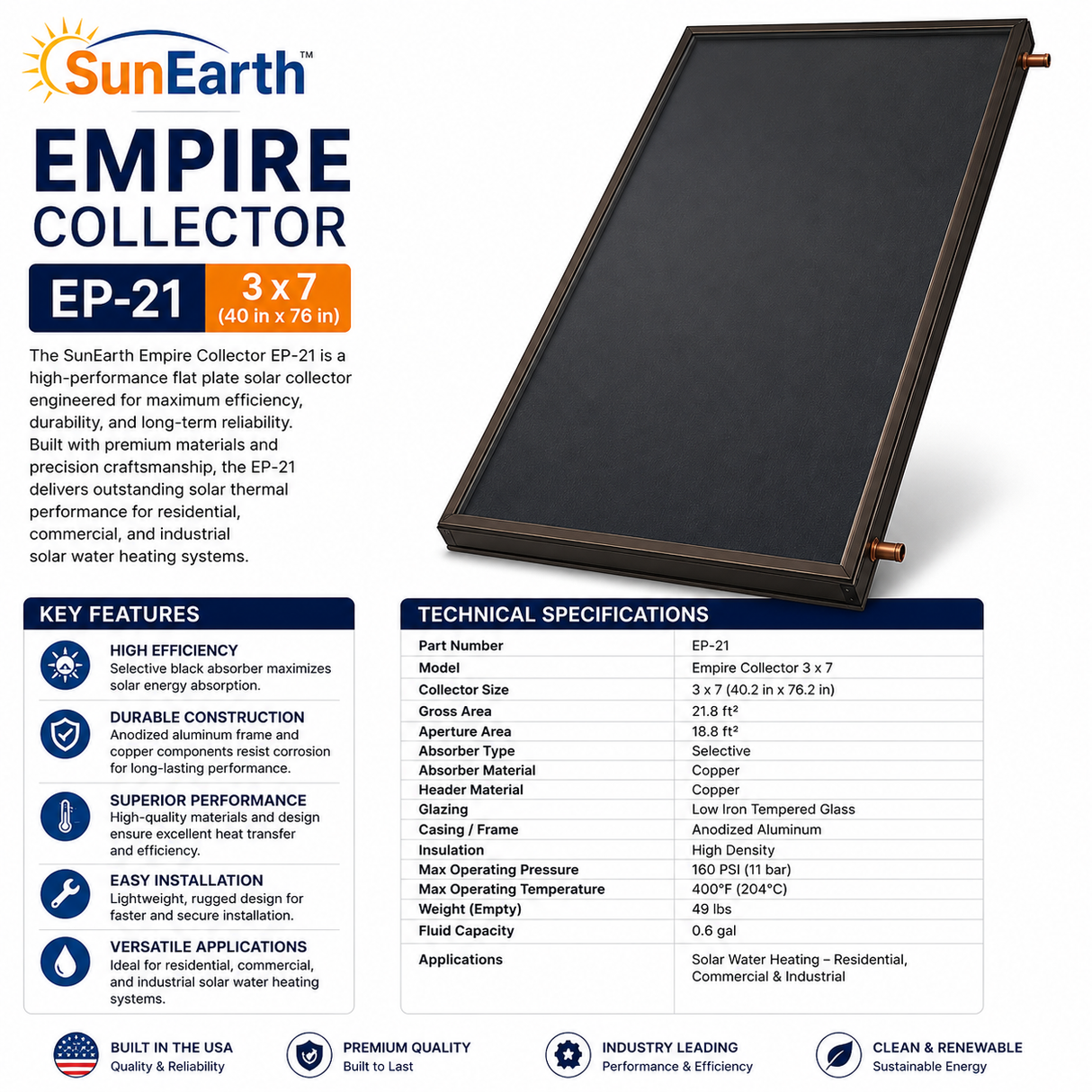 SunEarth Solar Empire Collector EP-21