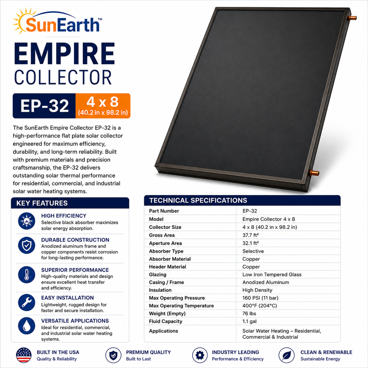 SunEarth Solar Empire Collector EP-32