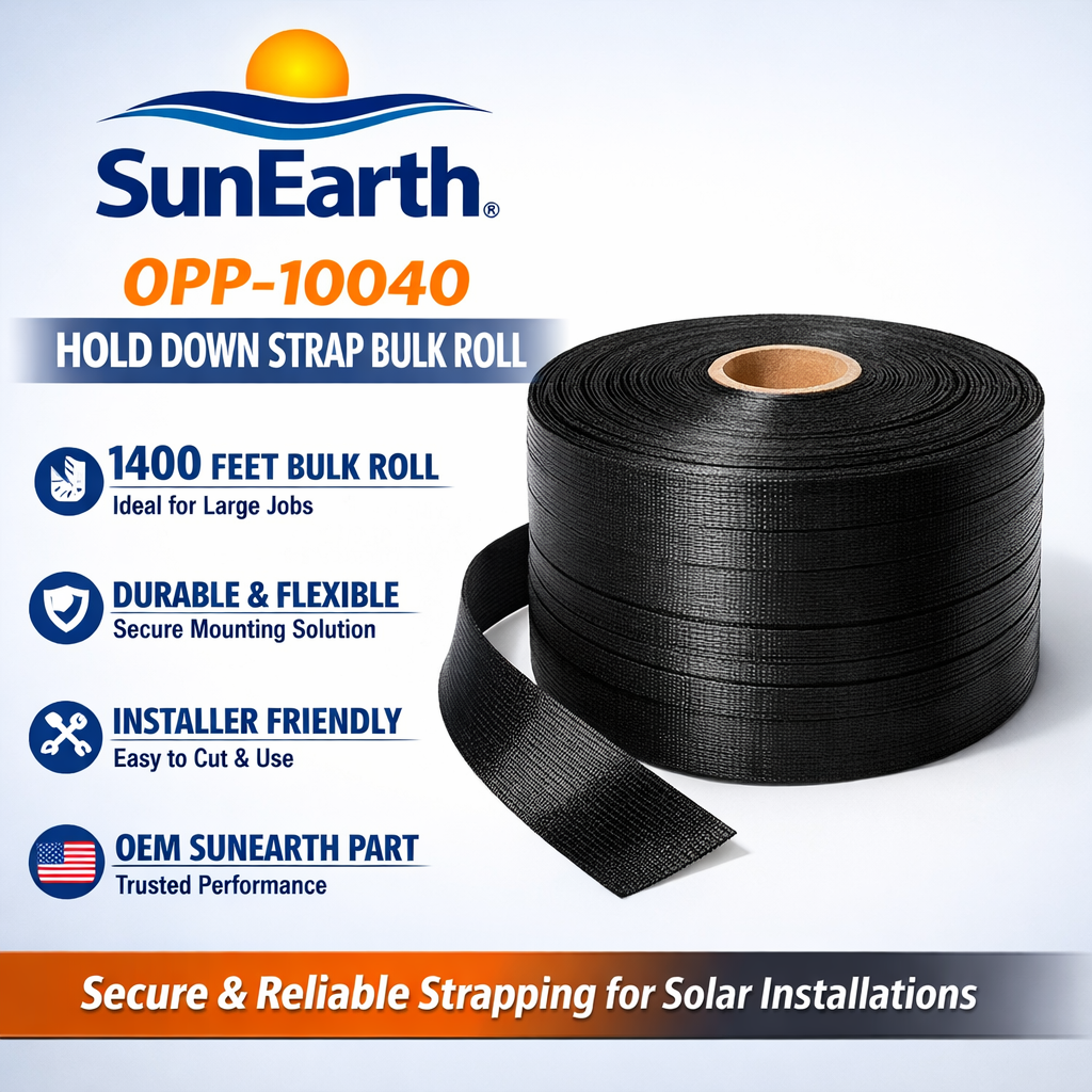 SunEarth OPP‑10040 Hold Down Strap Bulk Roll — 1400 ft