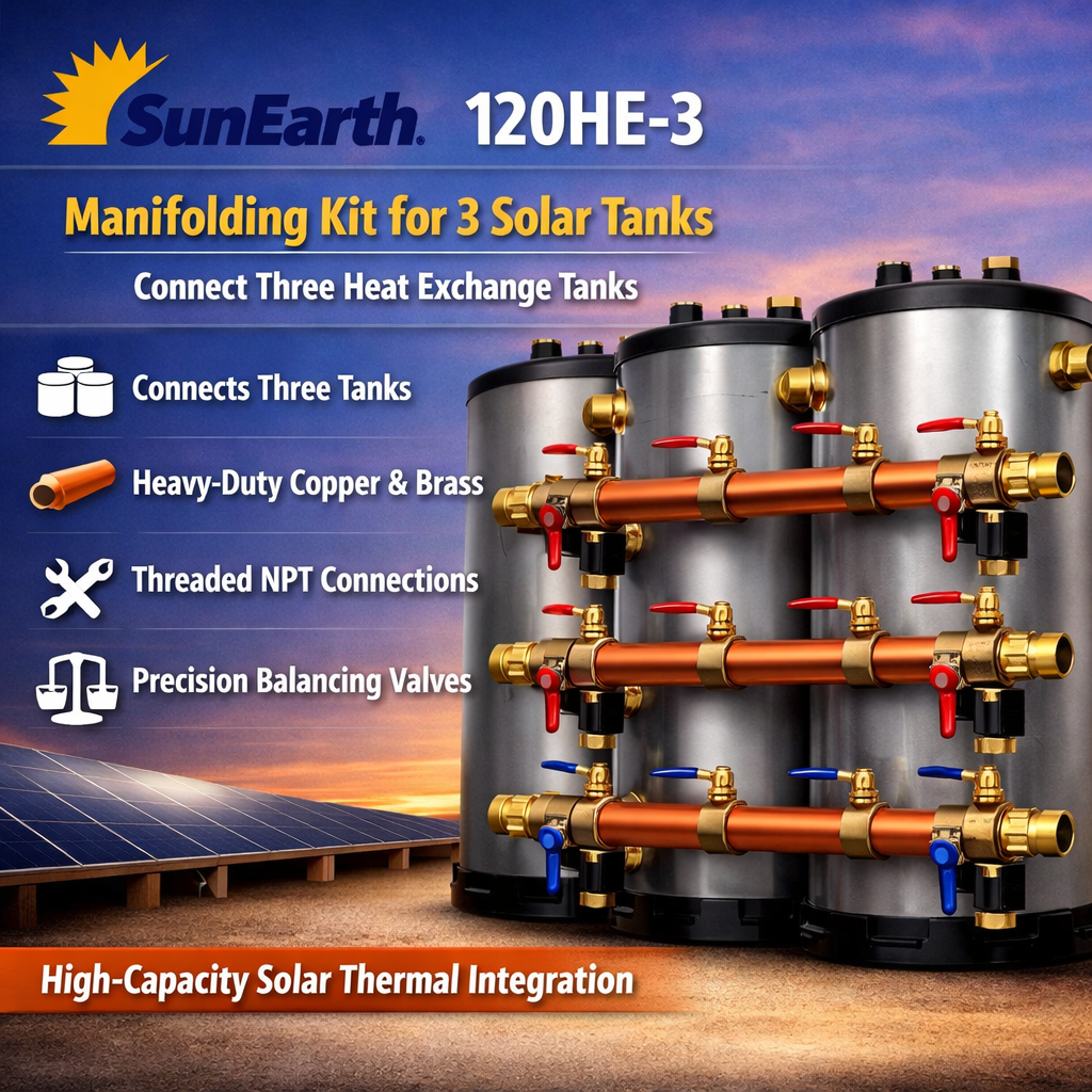 SunEarth 120HE‑2,3,4Tank Manifolding Kit | Parallel Solar Thermal Connection for SU120HE‑1 Tanks