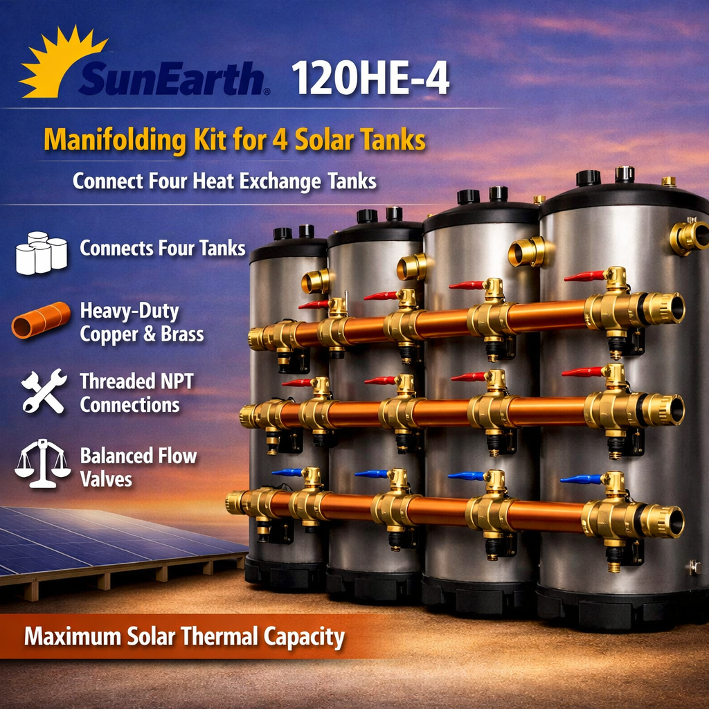 SunEarth 120HE‑2,3,4Tank Manifolding Kit | Parallel Solar Thermal Connection for SU120HE‑1 Tanks