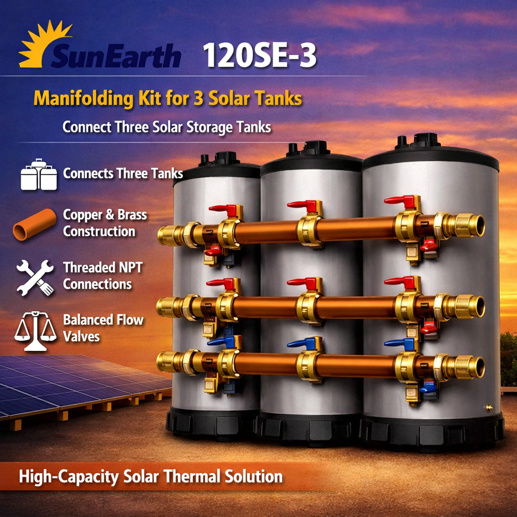 SunEarth 120SE‑2,3,4 Dual‑Tank Manifolding Kit | Parallel  Connection for SE120 Tanks