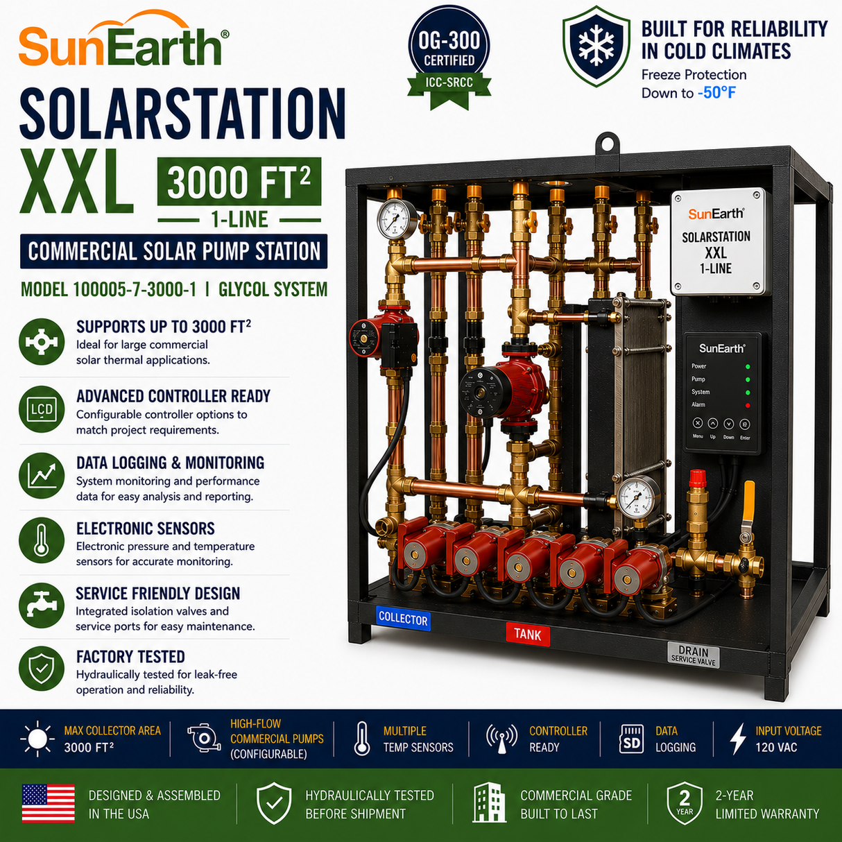 SunEarth SolarStation XXL 1-Line Commercial Pump Station 1000 ft² | 100005-7-1000-1