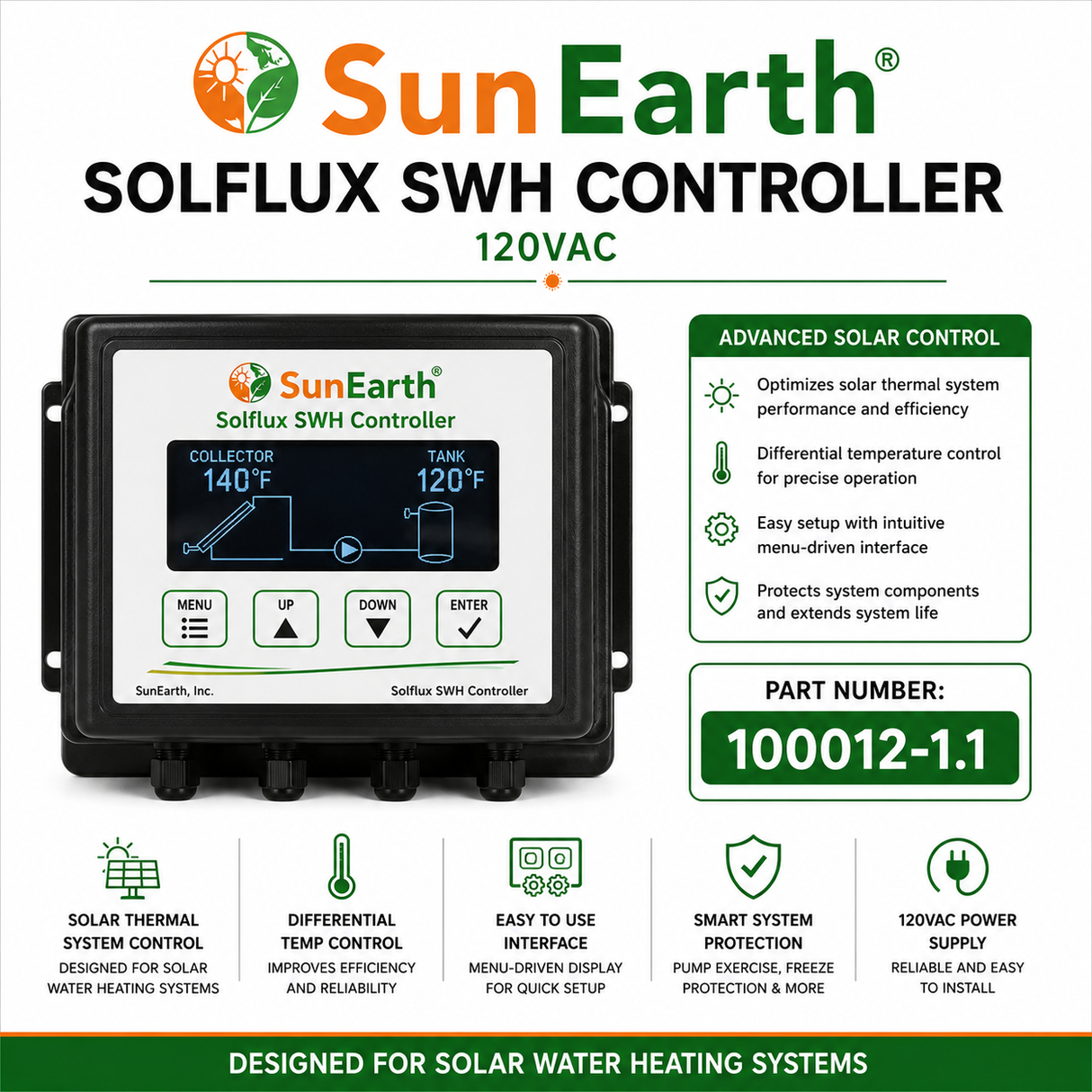 SunEarth Solflux SWH Controller 120VAC