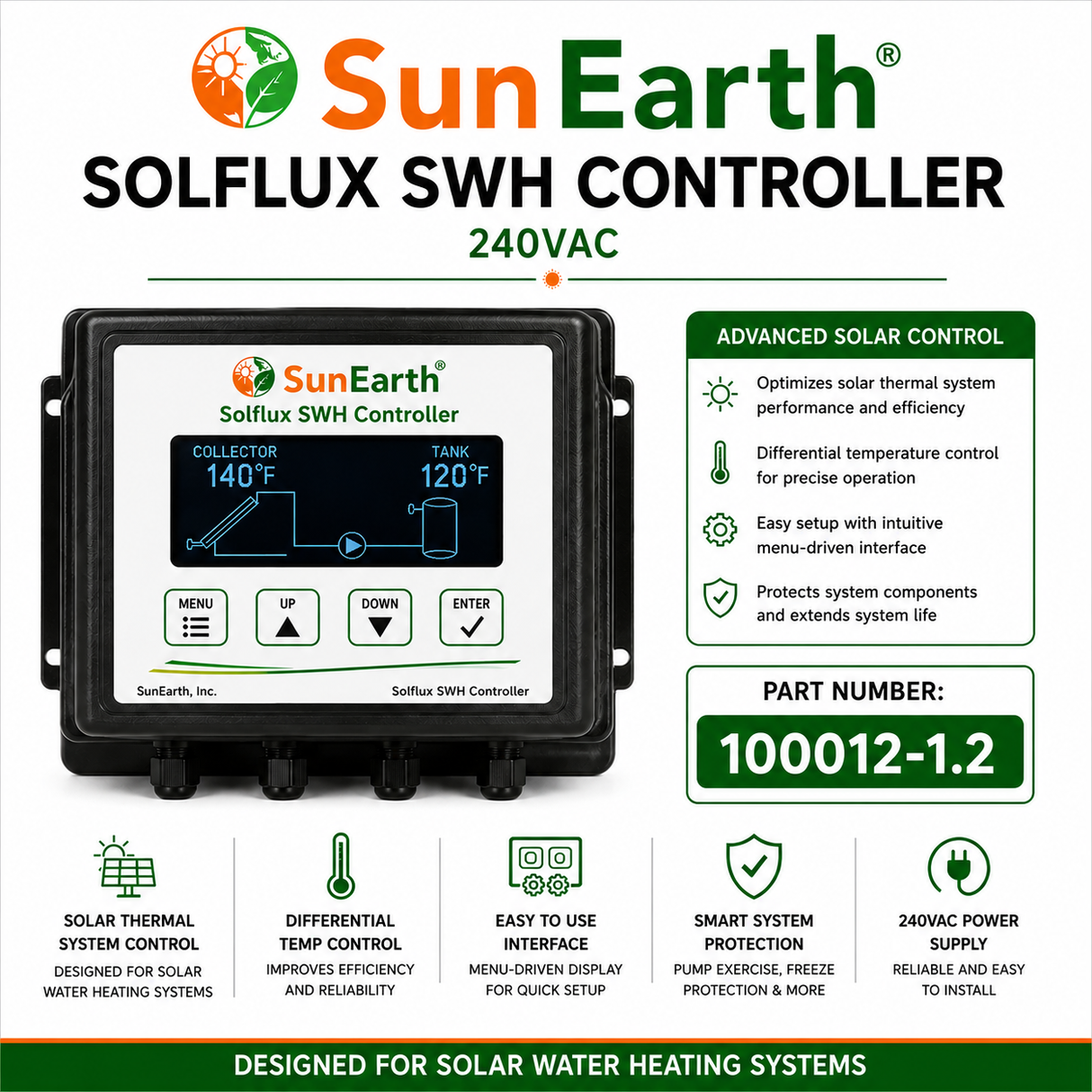SunEarth Solflux SWH Controller 240VAC