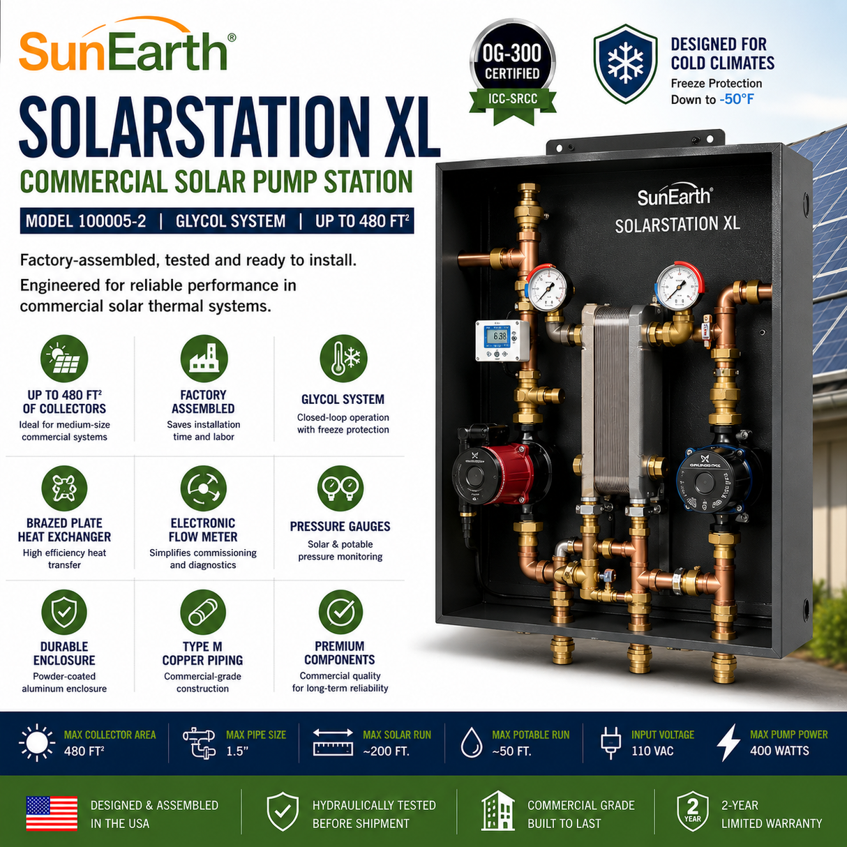 SunEarth SolarStation XL Commercial Solar Pump Station 480 ft²-740 ft²