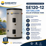 SunEarth SE 65/80/120‑Gallon Solar Storage Tank |6/12 Year Warranty