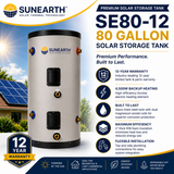 SunEarth SE 65/80/120‑Gallon Solar Storage Tank |6/12 Year Warranty