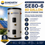 SunEarth SE 65/80/120‑Gallon Solar Storage Tank |6/12 Year Warranty