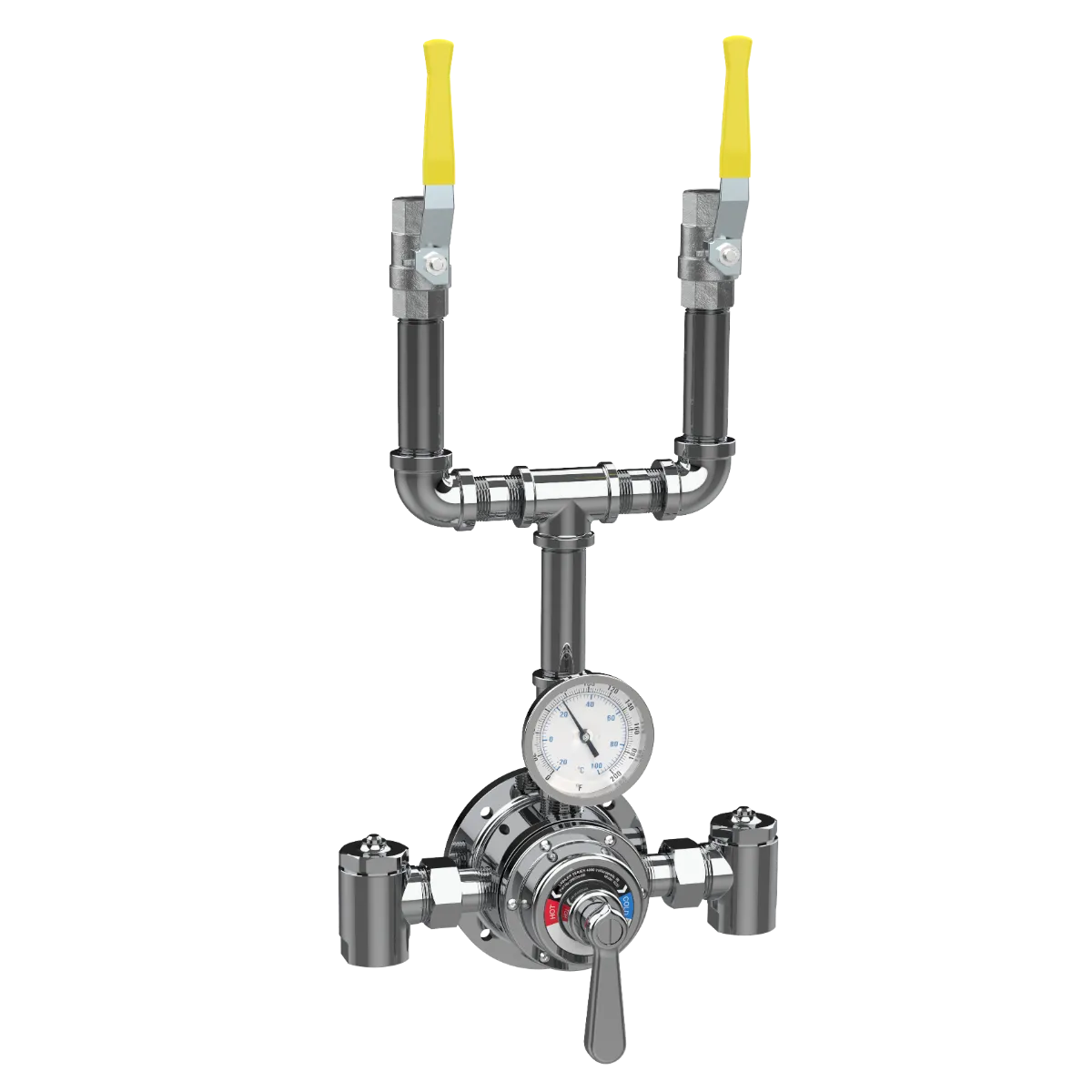 Lawler 3/4" Piped Thermometer Ball Valve Dual Out Shower Valve 85004